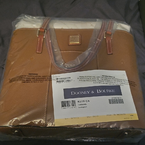 Dooney & Bourke Caramel Leather Tote - Picture 1 of 5